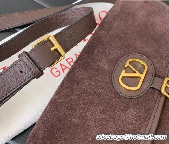 Best Price Valentino Antibes Shoulder Bag in Suede 2078 Dark Brown 2026