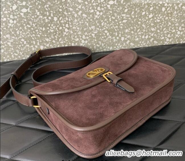 Best Price Valentino Antibes Shoulder Bag in Suede 2078 Dark Brown 2026