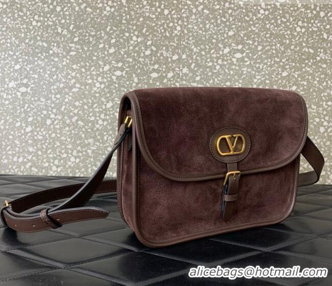 Best Price Valentino Antibes Shoulder Bag in Suede 2078 Dark Brown 2026
