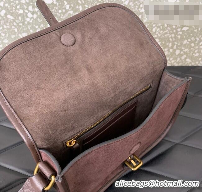 Famous Brand Valentino Antibes Small Shoulder Bag in Suede 2088 Dark Brown 2026