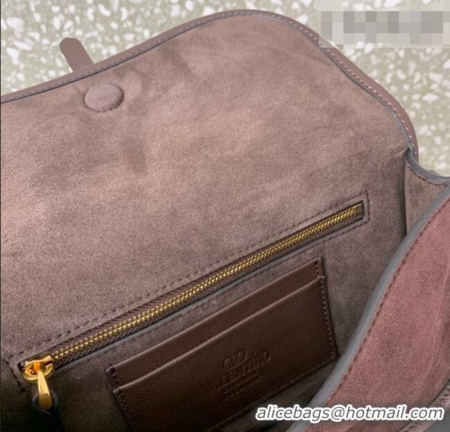 Famous Brand Valentino Antibes Small Shoulder Bag in Suede 2088 Dark Brown 2026
