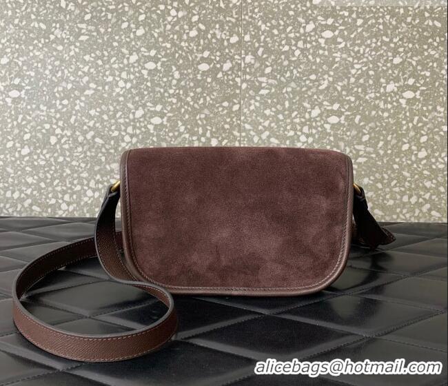 Famous Brand Valentino Antibes Small Shoulder Bag in Suede 2088 Dark Brown 2026