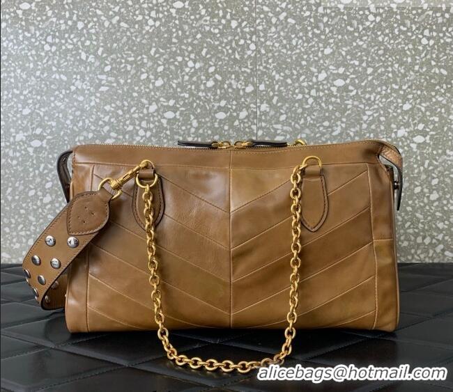 Buy Cheap Valentino Panthea HandBag in V Shiny and Matte Nappa Leather 0070 Brown 2026
