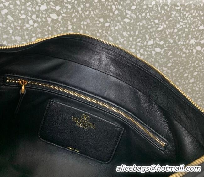 Inexpensive Valentino Panthea HandBag in V Shiny and Matte Nappa Leather 0070 Black 2026