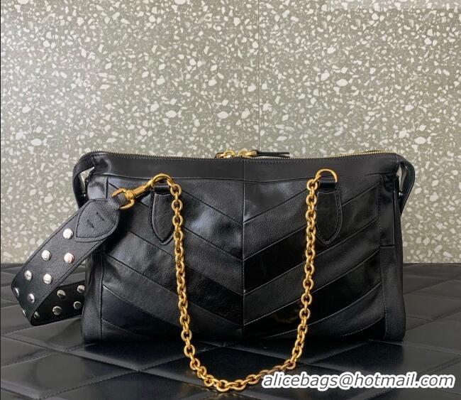 Inexpensive Valentino Panthea HandBag in V Shiny and Matte Nappa Leather 0070 Black 2026