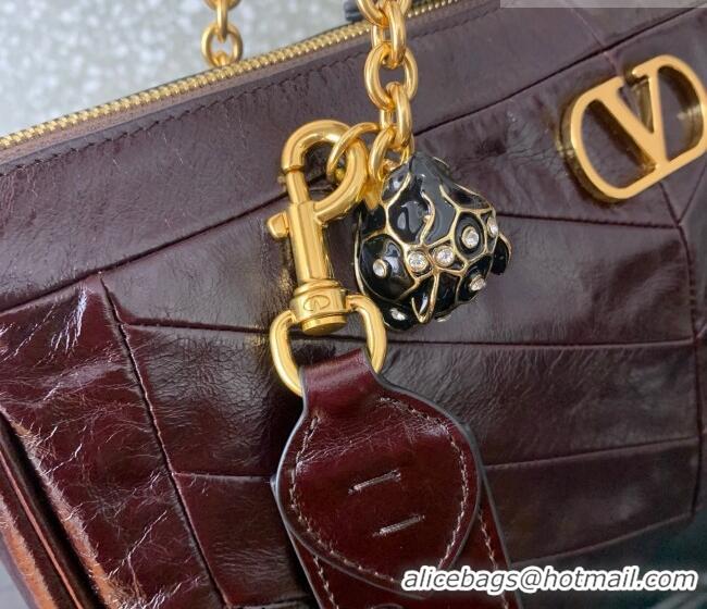 Top Grade Valentino Panthea HandBag in V Shiny and Matte Nappa Leather 0070 Dark Burgundy 2026