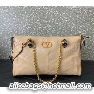 Best Grade Valentino Panthea HandBag in V Shiny and Matte Nappa Leather 0070 Nude 2026