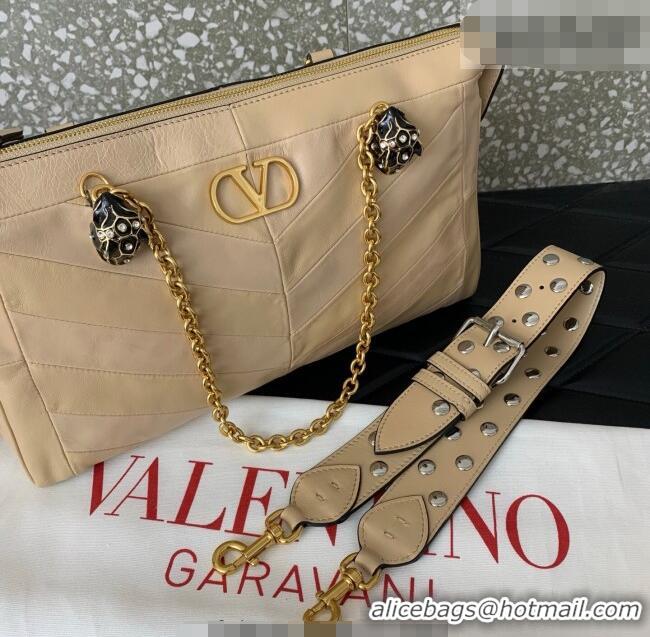 Best Grade Valentino Panthea HandBag in V Shiny and Matte Nappa Leather 0070 Nude 2026