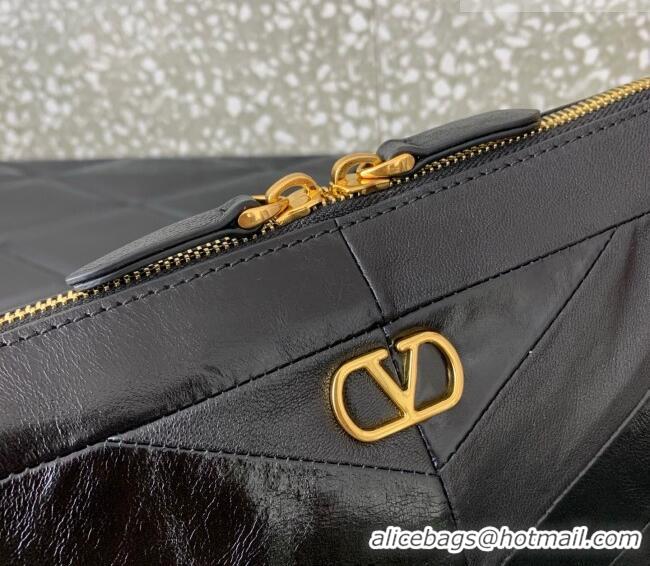 Grade Design Valentino Panthea Small HandBag in V Shiny and Matte Nappa Leather 0075 Black 2026