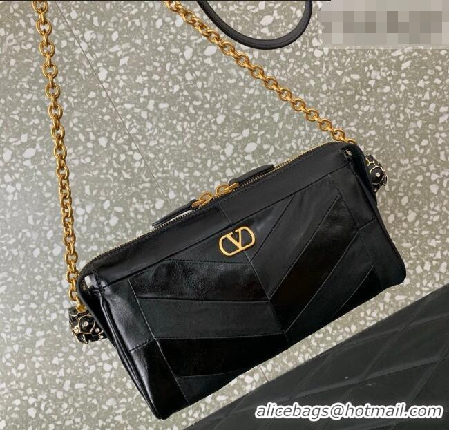 Grade Design Valentino Panthea Small HandBag in V Shiny and Matte Nappa Leather 0075 Black 2026