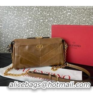 Best Price Valentino Panthea Small HandBag in V Shiny and Matte Nappa Leather 0075 Brown 2026