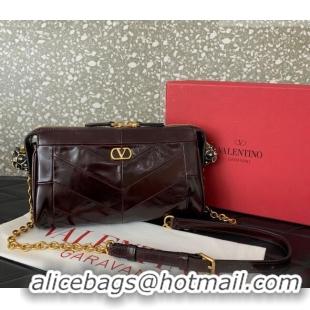 Buy Fashionable Valentino Panthea Small HandBag in V Shiny and Matte Nappa Leather 0075 Dark Burgundy 2026