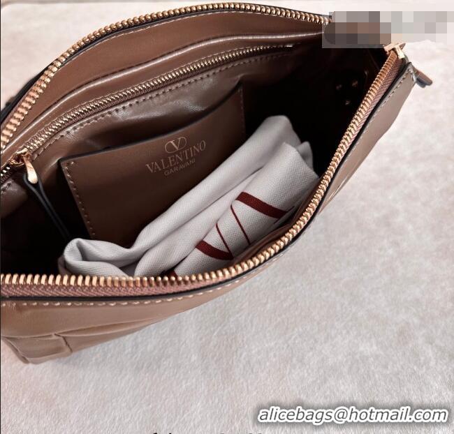 Good Taste Valentino Panthea Small HandBag in V Shiny and Matte Nappa Leather 8900 Oak Brown 2026