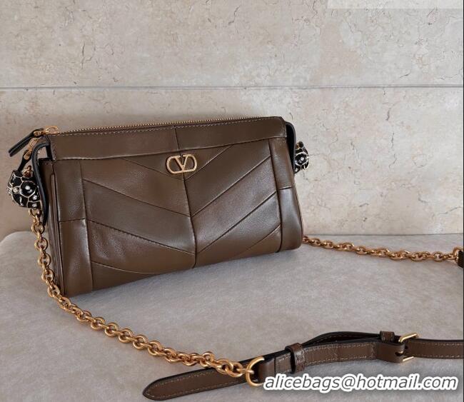 Good Taste Valentino Panthea Small HandBag in V Shiny and Matte Nappa Leather 8900 Oak Brown 2026