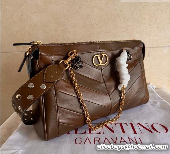 Top Quality Valentino Panthea HandBag in V Shiny and Matte Nappa Leather 2025 Oak Brown 2026