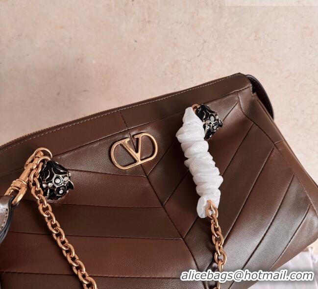 Top Quality Valentino Panthea HandBag in V Shiny and Matte Nappa Leather 2025 Oak Brown 2026