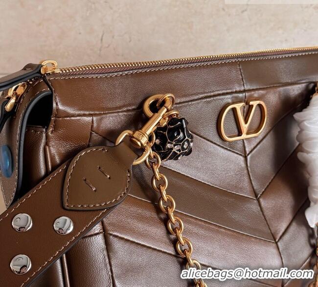 Top Quality Valentino Panthea HandBag in V Shiny and Matte Nappa Leather 2025 Oak Brown 2026