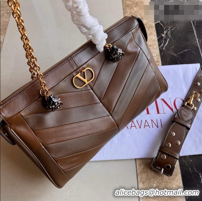 Top Quality Valentino Panthea HandBag in V Shiny and Matte Nappa Leather 2025 Oak Brown 2026