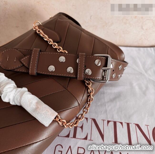 Top Quality Valentino Panthea HandBag in V Shiny and Matte Nappa Leather 2025 Oak Brown 2026