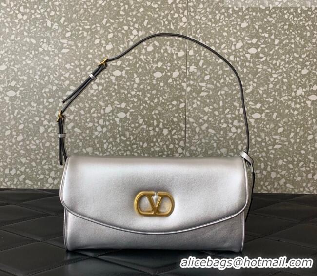 Best Price Valentino Devain Small Shoulder Bag in Lambskin Leather 2031 Silver-Tone 2026