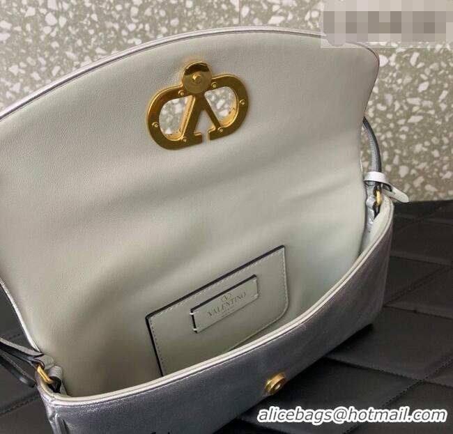 Best Price Valentino Devain Small Shoulder Bag in Lambskin Leather 2031 Silver-Tone 2026