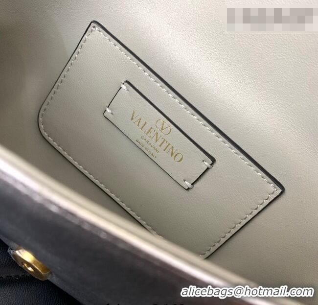 Best Price Valentino Devain Small Shoulder Bag in Lambskin Leather 2031 Silver-Tone 2026