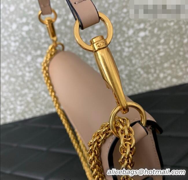 Grade Design Valentino Garavani Locò Small Shoulder Bag In Calfskin Leather With Jewel Logo 5053 Nude Pink 2025