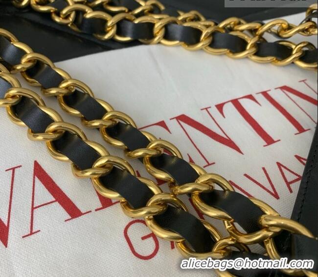 Buy Cheap Valentino Laseine Shopping Bag in V Shiny and Matte Nappa Leather 0084 Black 2026