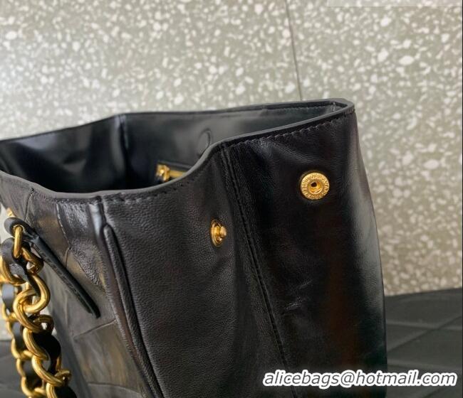 Buy Cheap Valentino Laseine Shopping Bag in V Shiny and Matte Nappa Leather 0084 Black 2026