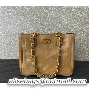 Grade Design Valentino Laseine Small Shopping Bag in V Shiny and Matte Nappa Leather 0082 Brown 2026