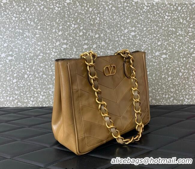 Grade Design Valentino Laseine Small Shopping Bag in V Shiny and Matte Nappa Leather 0082 Brown 2026