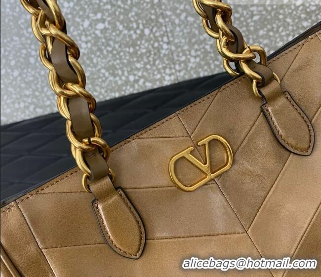 Grade Design Valentino Laseine Small Shopping Bag in V Shiny and Matte Nappa Leather 0082 Brown 2026