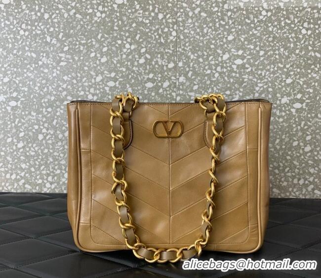 Grade Design Valentino Laseine Small Shopping Bag in V Shiny and Matte Nappa Leather 0082 Brown 2026