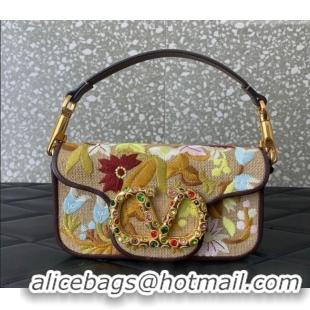 New Design Valentino Garavani Locò Small Shoulder Bag In Flora Embroidered Canvas 5086 Beige 2026