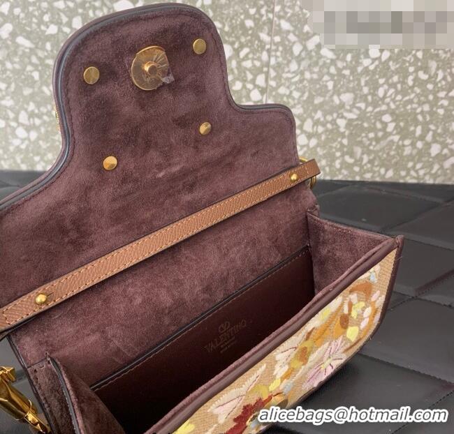 New Design Valentino Garavani Locò Small Shoulder Bag In Flora Embroidered Canvas 5086 Beige 2026