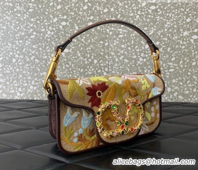 New Design Valentino Garavani Locò Small Shoulder Bag In Flora Embroidered Canvas 5086 Beige 2026