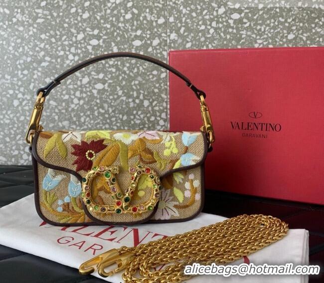 New Design Valentino Garavani Locò Small Shoulder Bag In Flora Embroidered Canvas 5086 Beige 2026