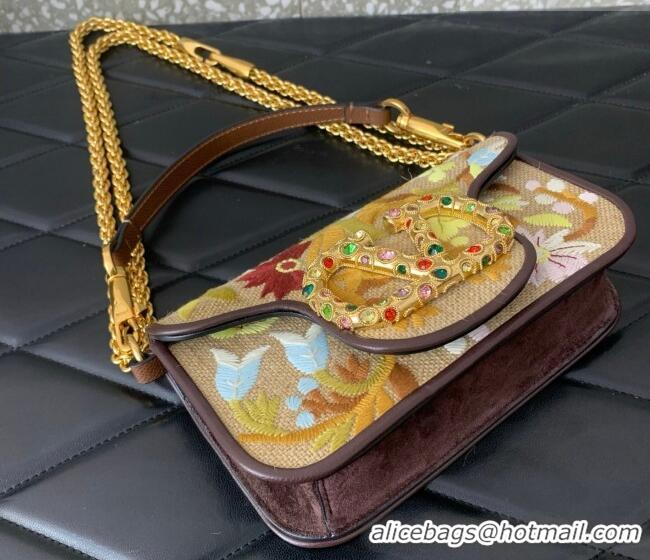 New Design Valentino Garavani Locò Small Shoulder Bag In Flora Embroidered Canvas 5086 Beige 2026