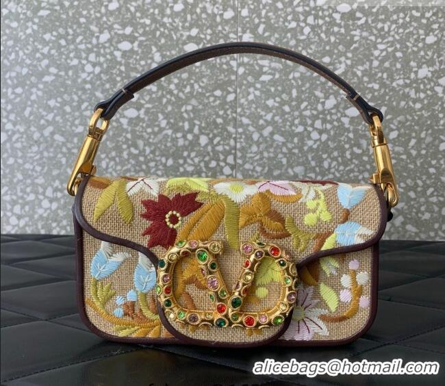 New Design Valentino Garavani Locò Small Shoulder Bag In Flora Embroidered Canvas 5086 Beige 2026