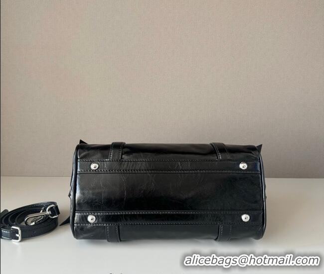 Buy Cheap Miu Miu Ribbon Shiny Leather Top Handle Bag 5BA327 Black 2026