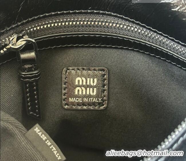 Buy Cheap Miu Miu Ribbon Shiny Leather Top Handle Bag 5BA327 Black 2026