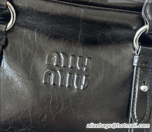 Buy Cheap Miu Miu Ribbon Shiny Leather Top Handle Bag 5BA327 Black 2026