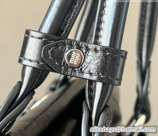 Buy Cheap Miu Miu Ribbon Shiny Leather Top Handle Bag 5BA327 Black 2026