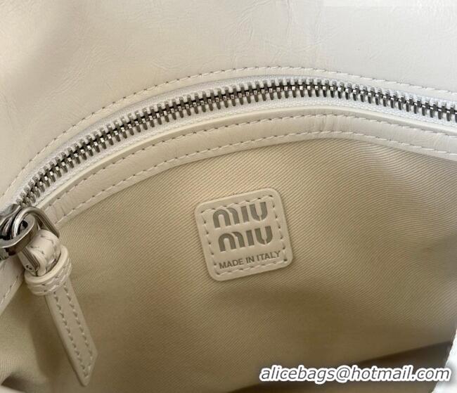 Best Price Miu Miu Ribbon Shiny Leather Top Handle Bag 5BA327 White 2026