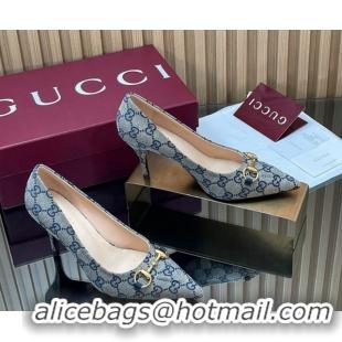 Unique Style Gucci GG Canvas Pumps 8.5cm with Horsebit 853466 Grey 2026