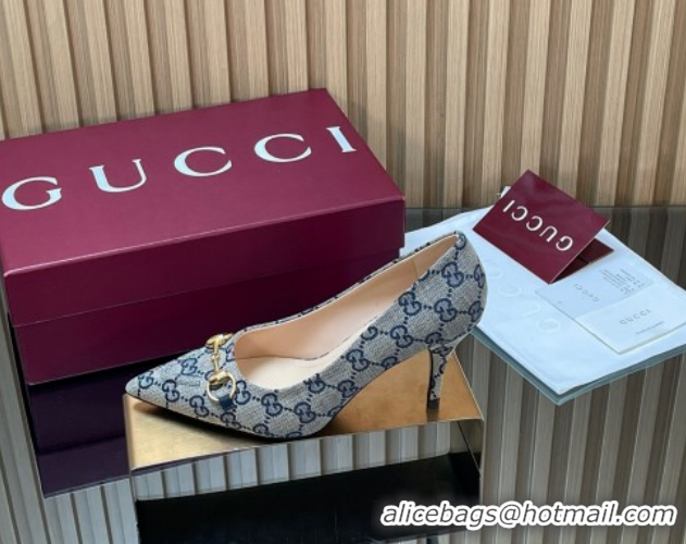 Unique Style Gucci GG Canvas Pumps 8.5cm with Horsebit 853466 Grey 2026