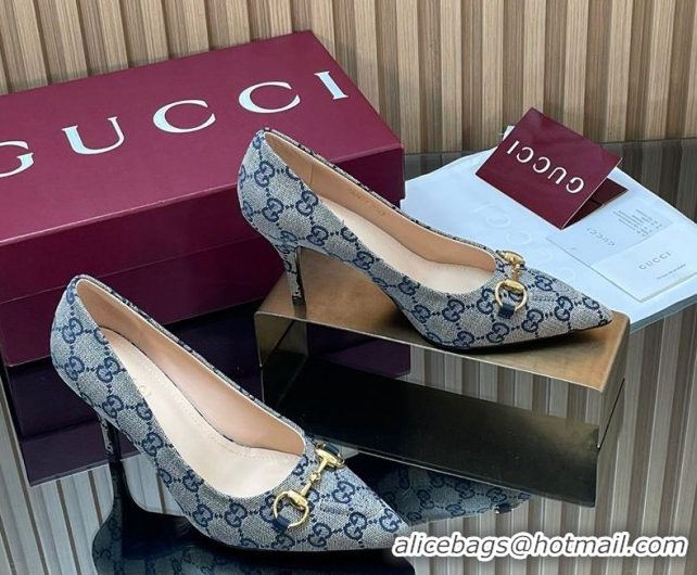 Unique Style Gucci GG Canvas Pumps 8.5cm with Horsebit 853466 Grey 2026