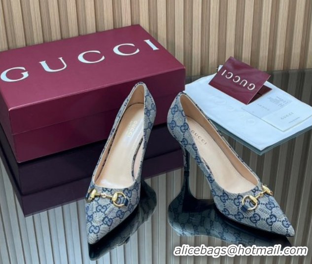Unique Style Gucci GG Canvas Pumps 8.5cm with Horsebit 853466 Grey 2026