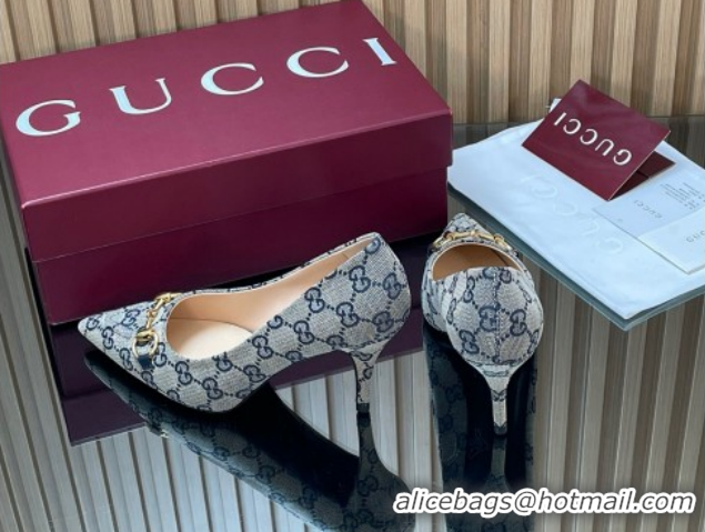 Unique Style Gucci GG Canvas Pumps 8.5cm with Horsebit 853466 Grey 2026