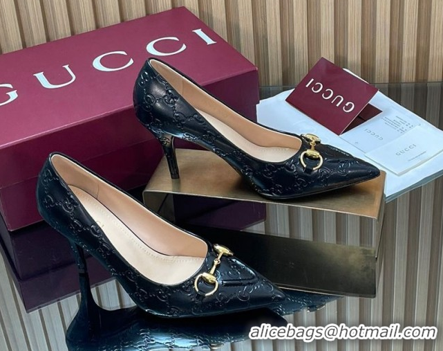 Best Price Gucci GG Leather Pumps 8.5cm with Horsebit 853466 Black 2026